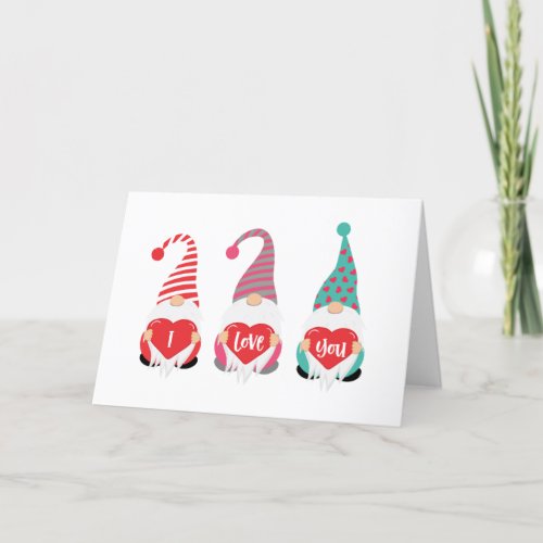 Gnomes I Love You Personalized Valentines Day Holiday Card