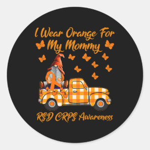 Gnomes I Wear Orange For My Mommy RSD CRPS Awarene Classic Round Sticker