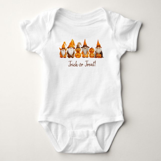 Gnomes in a Row - Trick or Treat! Baby Bodysuit (Front)