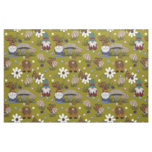 Gnomes in the Mushroom Forest  Fabric