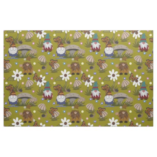 Gnomes in the Mushroom Forest  Fabric