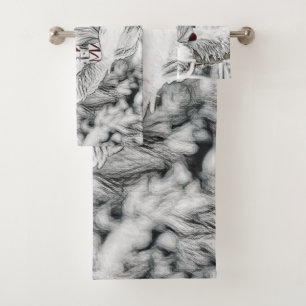 Gnomes in the snow watercolor painting bath towel set