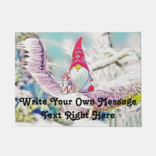 Gnomes in the snow watercolor painting doormat