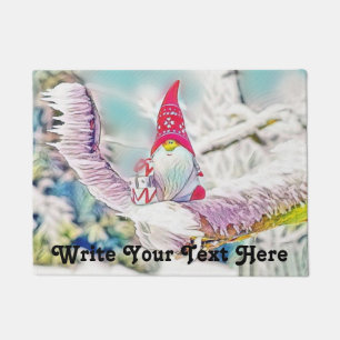 Gnomes in the snow watercolor painting  doormat