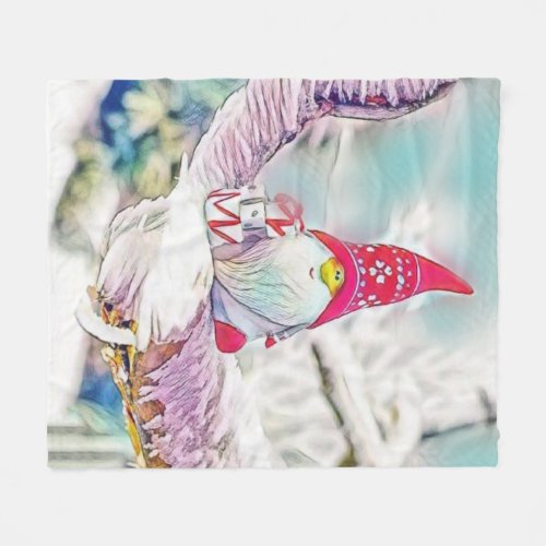 Gnomes in the snow watercolor painting  fleece blanket