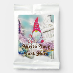 Gnomes in the snow watercolor painting hot chocolate drink mix