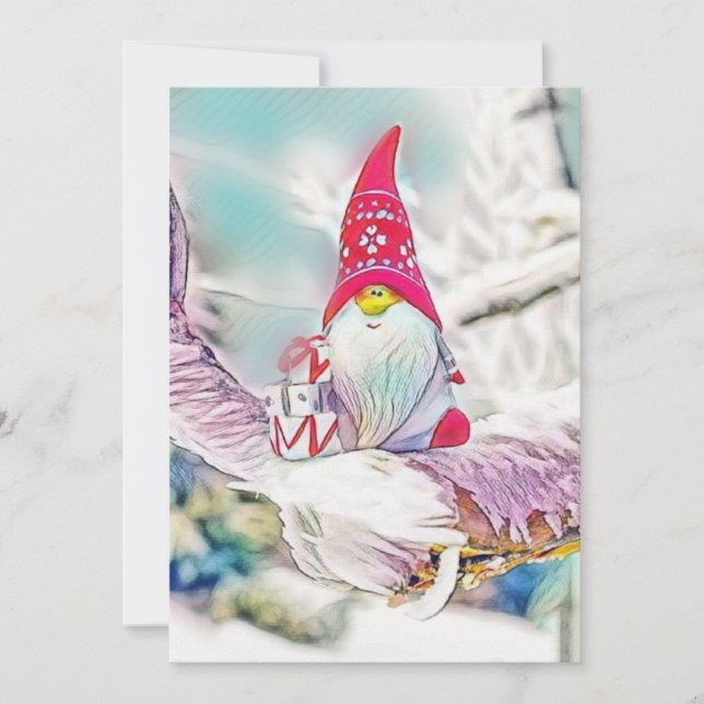 Gnomes in the snow watercolor painting  invitation (Front)