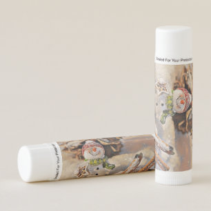 Gnomes in the snow watercolor painting lip balm