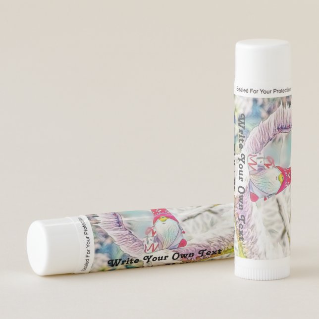 Gnomes in the snow watercolor painting  lip balm (Front)