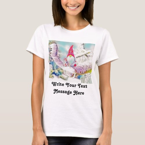 Gnomes in the snow watercolor painting  T_Shirt