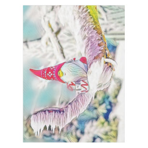 Gnomes in the snow watercolor painting tablecloth