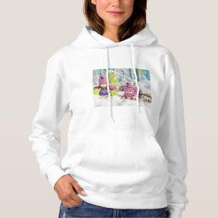Gnomes in the snow watercolor painting vintage hoodie