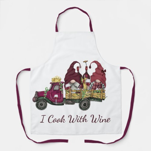 Gnomes in Wine Truck I Cook With Wine Apron