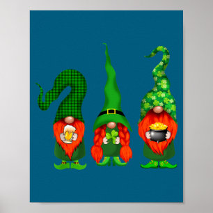 Gnomes Leprechaun St Patricks Day Beer Clover Iri- Poster