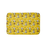 Gnomes Making Honey Yellow Floral Honey Bees  Bath Mat