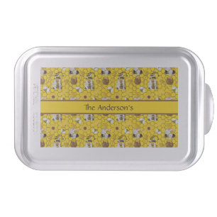 Gnomes Making Honey Yellow Floral Honey Bees  Cake Pan