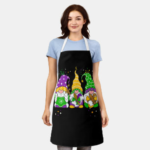 Gnomes Mardi Gras Gnome Fleur De Lis Fat Tuesday Apron