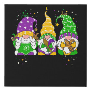 Gnomes Mardi Gras Gnome Fleur De Lis Fat Tuesday Faux Canvas Print