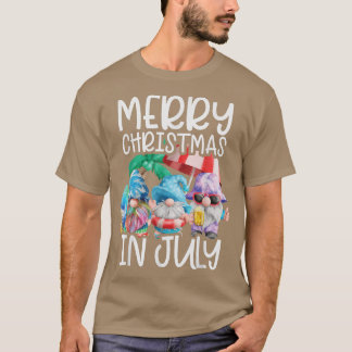 Gnomes Merry Christmas in July Tropical Christmas T-Shirt