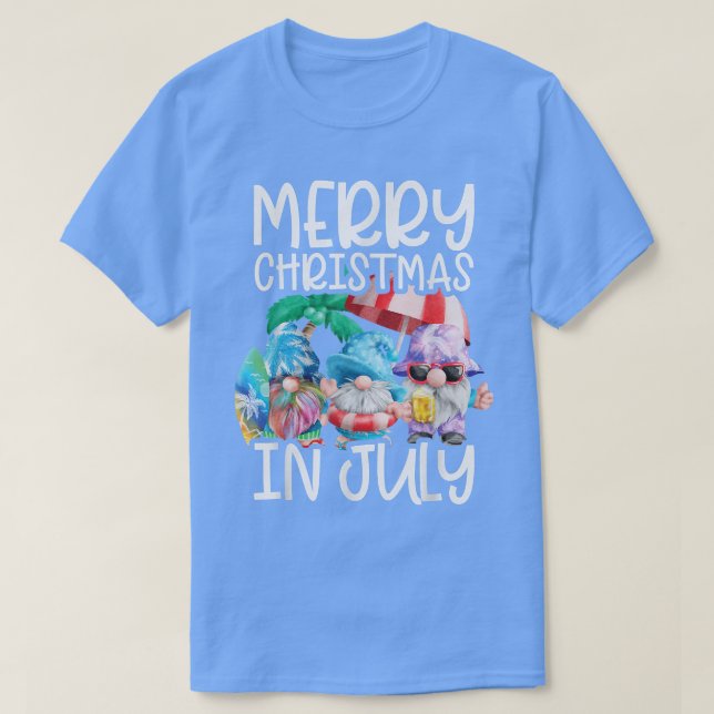 Gnomes Merry Christmas in July Tropical Christmas  T-Shirt (Design Front)