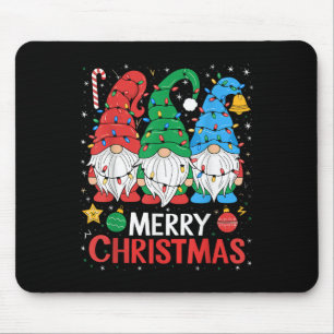 Gnomes Merry Christmas Light Family Gnome Xmas Mat Mouse Pad