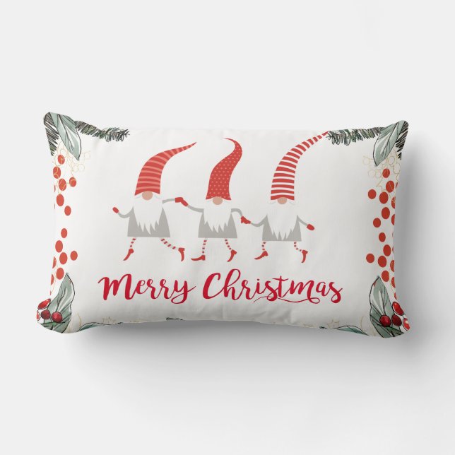 Gnomes Merry Christmas Lumbar Pillow (Front)