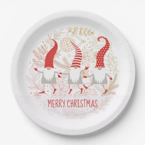 Gnomes Merry Christmas Party Paper Plates