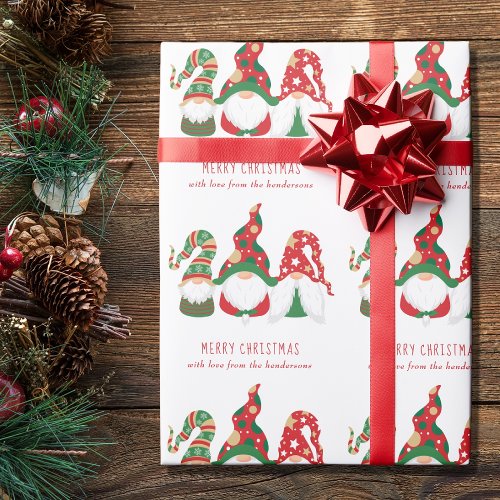 Gnomes Merry Christmas Personalized Wrapping Paper