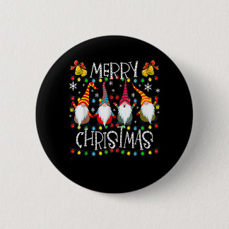 Gnomes Merry Christmas Xmas Light Family Gnome Xma Button