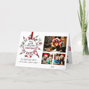 Gnomes Merry Little Christmas Typography Photos Holiday Card