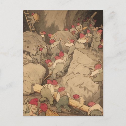 Gnomes Mining in a Cave Postcard