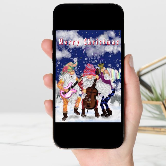 Gnomes Music Band Funny Christmas Card (Front Digital)