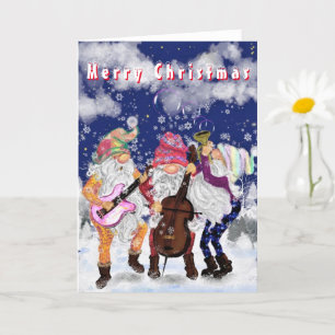Gnomes Music Band Funny Christmas Card
