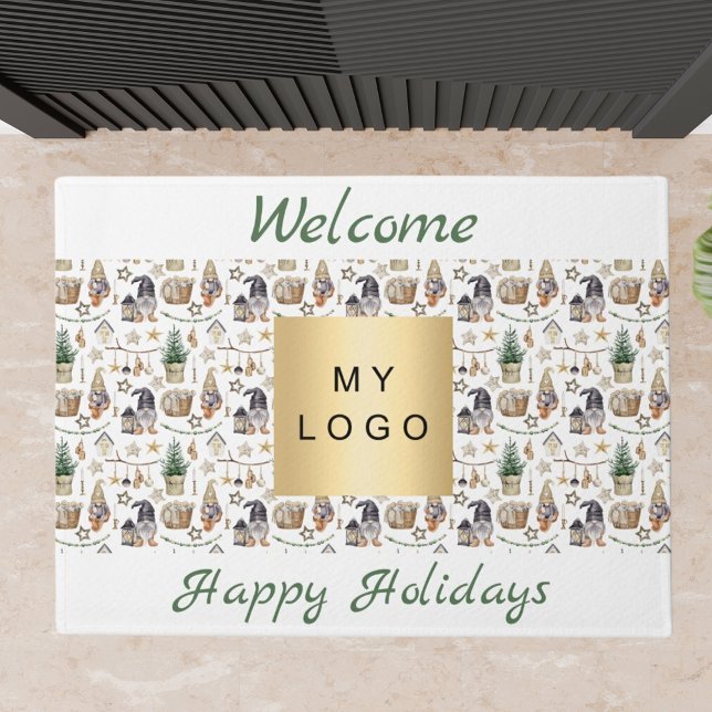 Gnomes nordic style business logo happy Holidays Doormat (Creator Uploaded)