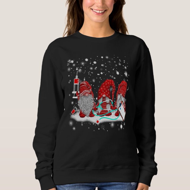 Gnomes Nurse Hat Christmas Pajama Nursing Ugly Swe Sweatshirt (Front)