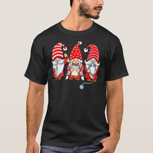 Gnomes Nurse Valentine Day Stethoscope Valentines  T-Shirt (Front)