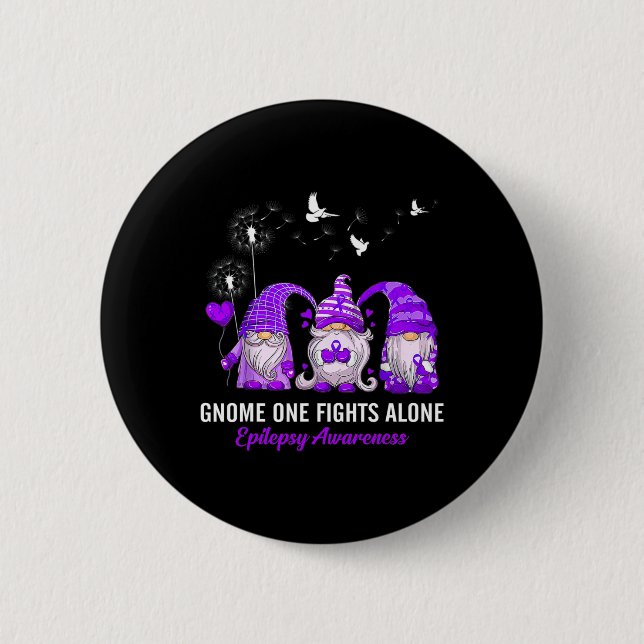 Gnomes One Fights Epilepsy Awareness Alone  Button (Front)