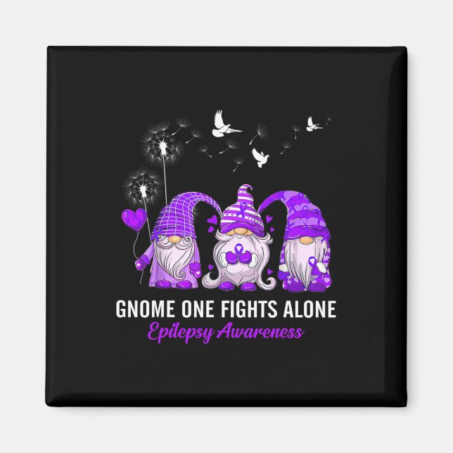 Gnomes One Fights Epilepsy Awareness Alone Epileps Magnet (Front)