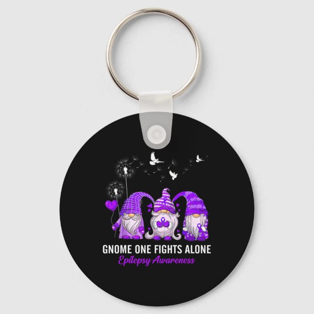 Gnomes One Fights Epilepsy Awareness Alone Keychain (Front)