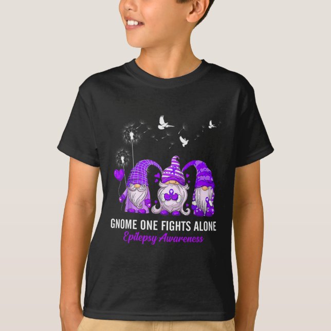 Gnomes One Fights Epilepsy Awareness Alone T-Shirt (Front)