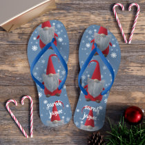 Gnomes Pattern Christmas in July Personalized Flip Flops