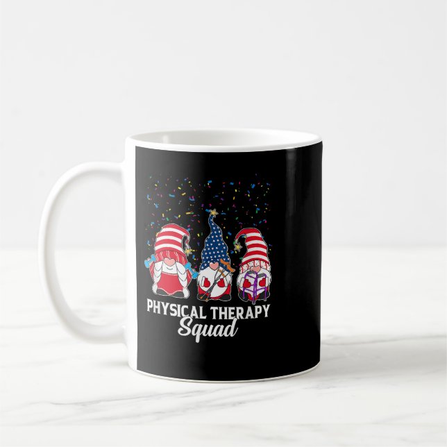 Gnomes Physical Therapy Squad 4th Of July Independ Coffee Mug (Left)