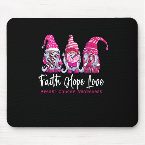 Gnomes Pink Warrior Faith Hope Love Breast Cancer  Mouse Pad