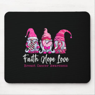 Gnomes Pink Warrior Faith Hope Love Breast Cancer  Mouse Pad