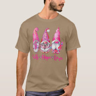 Gnomes Pink Warrior Faith Hope Love Breast Cancer  T-Shirt