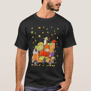 Gnomes Pumpkin Truck Autumn Leaves Fall Thanksgivi T-Shirt