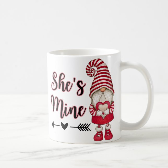 Gnomes Red Banner Love, valentine coffee mug  (Right)