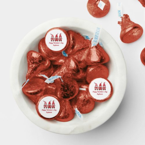 Gnomes Red Hearts Valentines Day personalized Hersheys Kisses