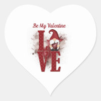 Gnomes Red Love Cute Valentine's day  Heart Sticker