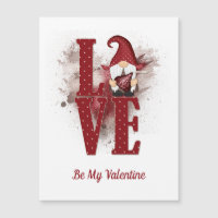 Gnomes Red Love Cute Valentine's day magnetic card